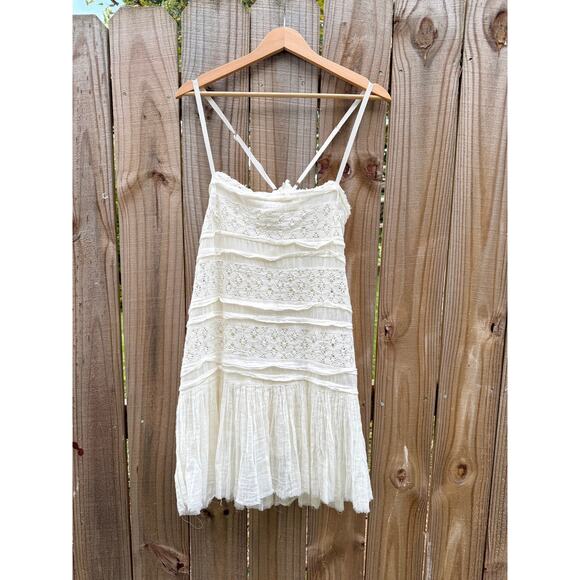 Free People Ivory Lace & Cotton Mini Dress - Picture 1 of 8